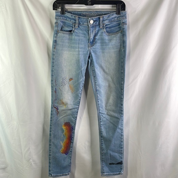 American Eagle Outfitters Denim - American Eagle super stretch skinny jeans with handpainted artwork